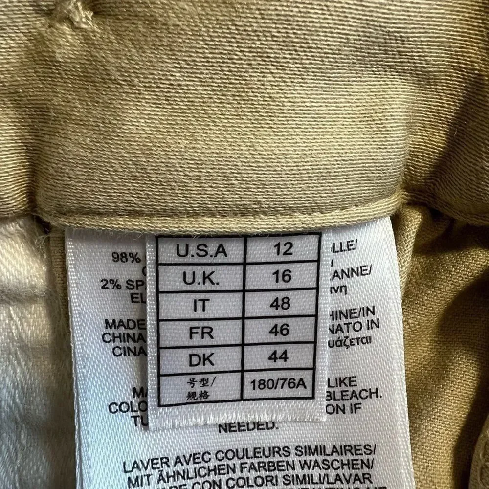 BROOKS BROTHERS Women’s Cotton Tie Waist Rolled Cuff Shorts Tan Size 12